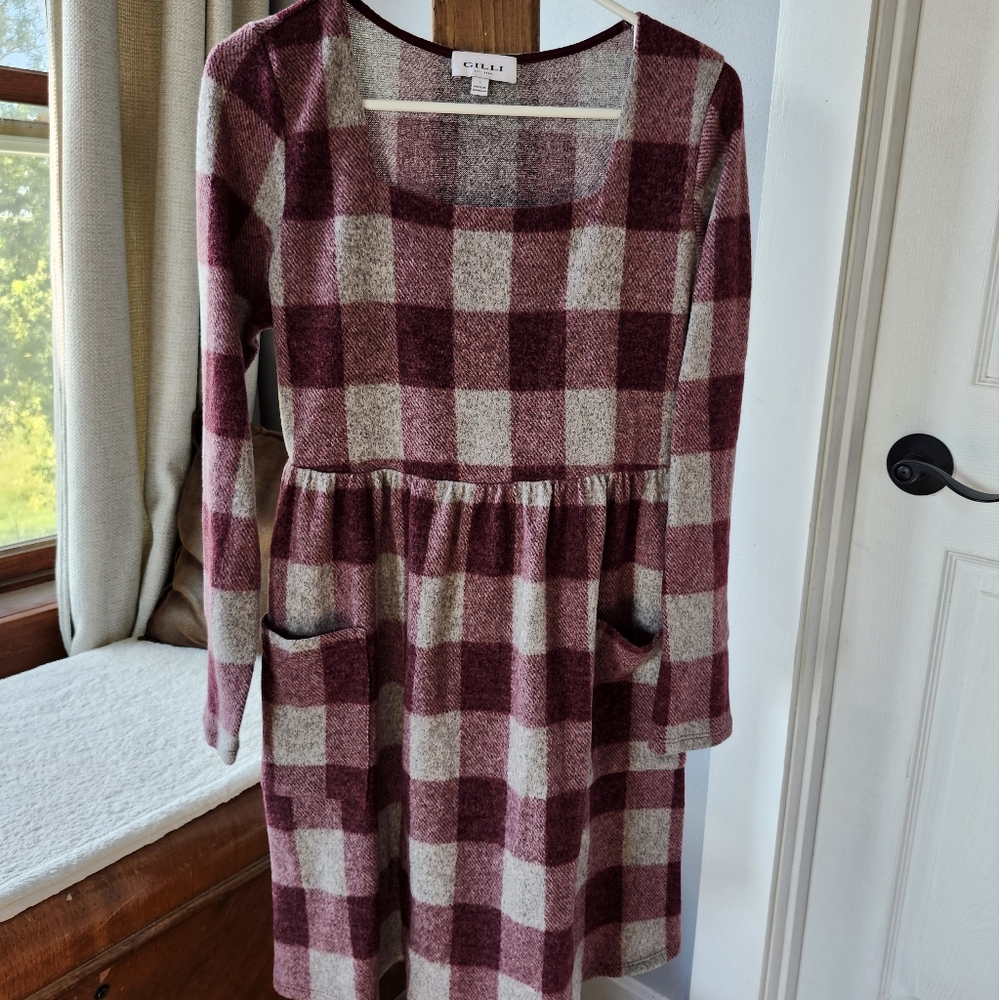 Gilli Like New Soft Long Sleeve Plaid Fall Dress, Size L